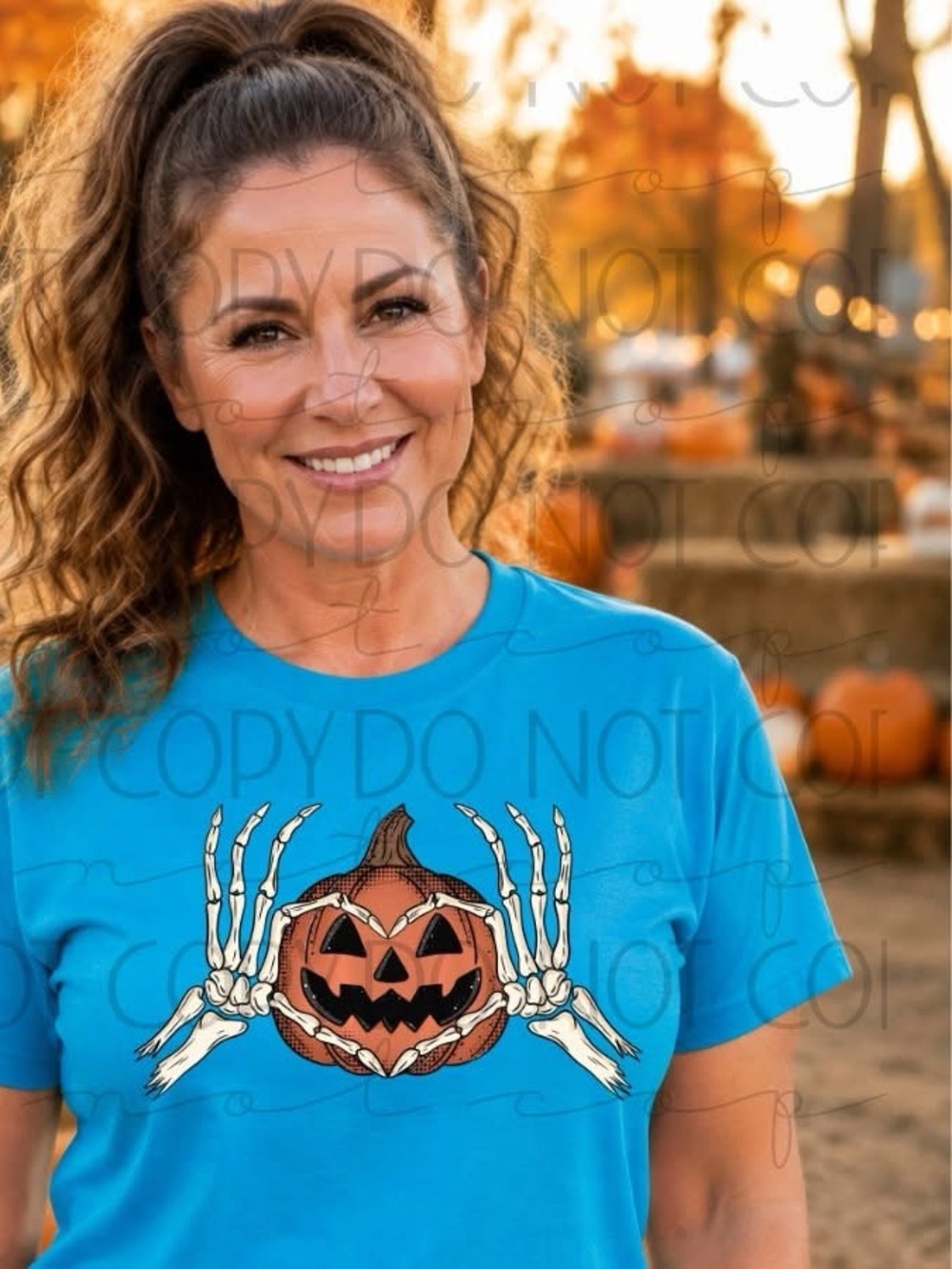 Halloween Pumpkin Gildan Sapphire Graphic Tshirt Small-XL